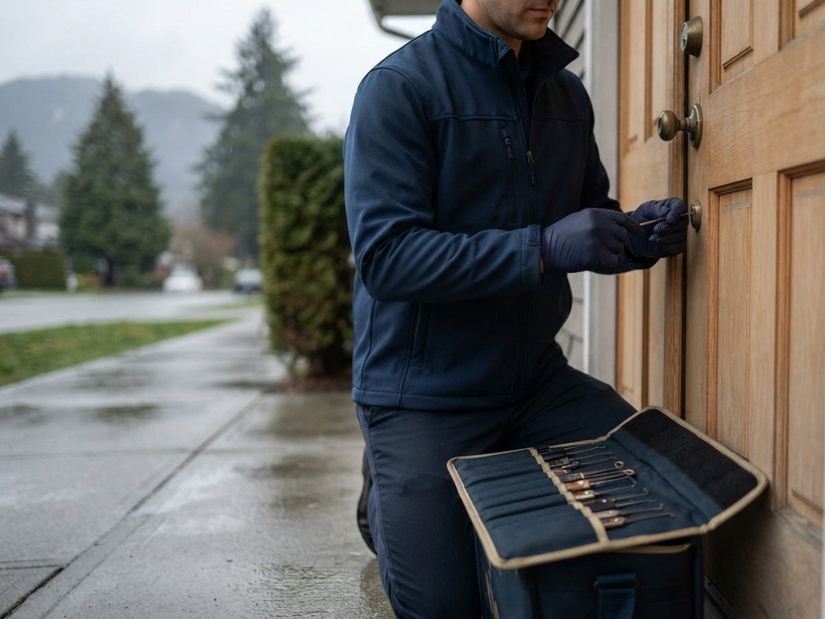 BC-licensed Everest Locksmith technician working at a Coquitlam and the Tri-Cities property