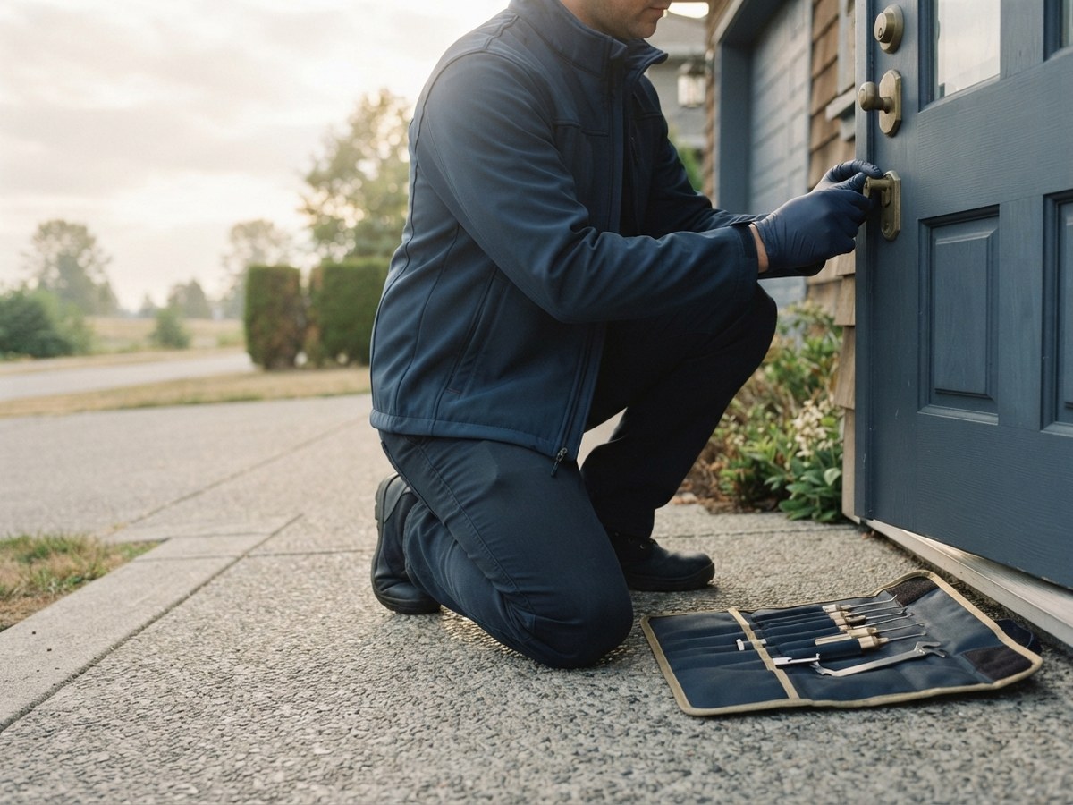 BC-licensed Everest Locksmith technician working at a Richmond property