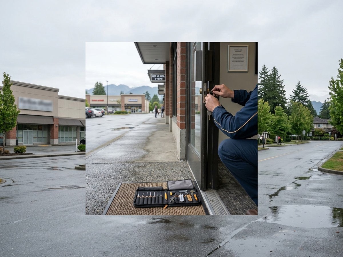 BC-licensed Everest Locksmith technician working at a Surrey and Delta property