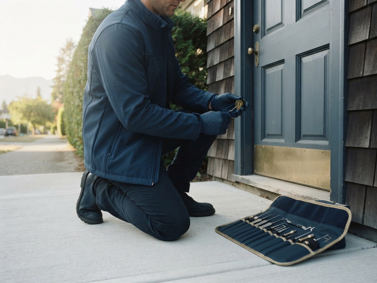 BC-licensed Everest Locksmith technician working at a Vancouver property