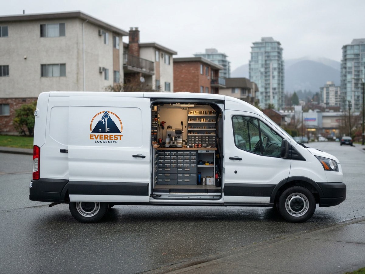 Everest Locksmith mobile service van on a call in Burnaby