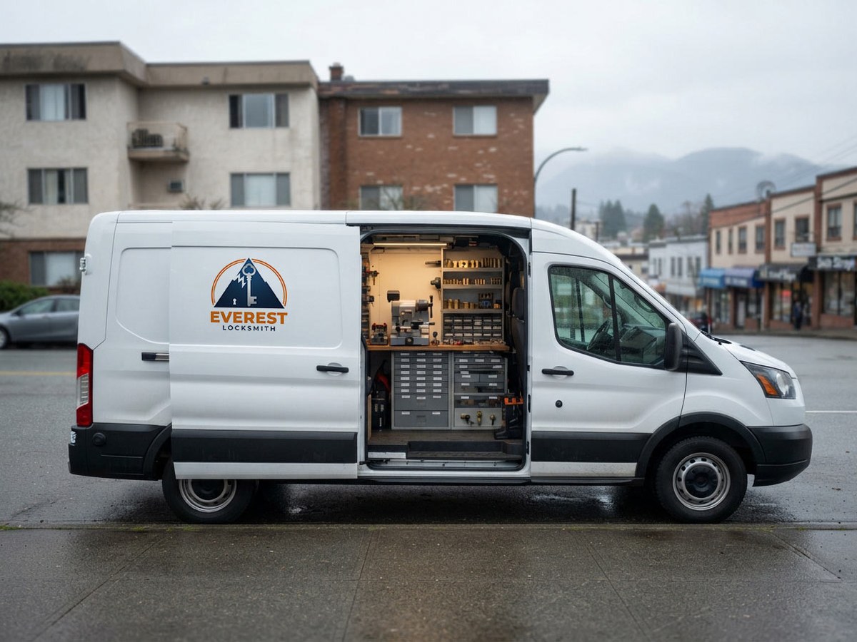Everest Locksmith mobile service van on a call in New Westminster