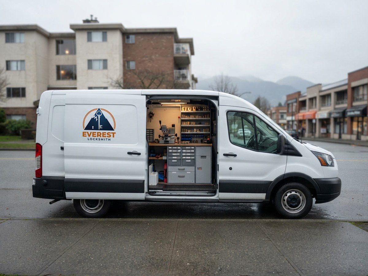 Everest Locksmith mobile service van on a call in Richmond