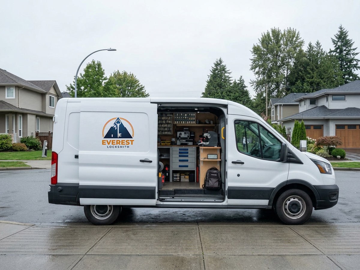 Everest Locksmith mobile service van on a call in Surrey and Delta