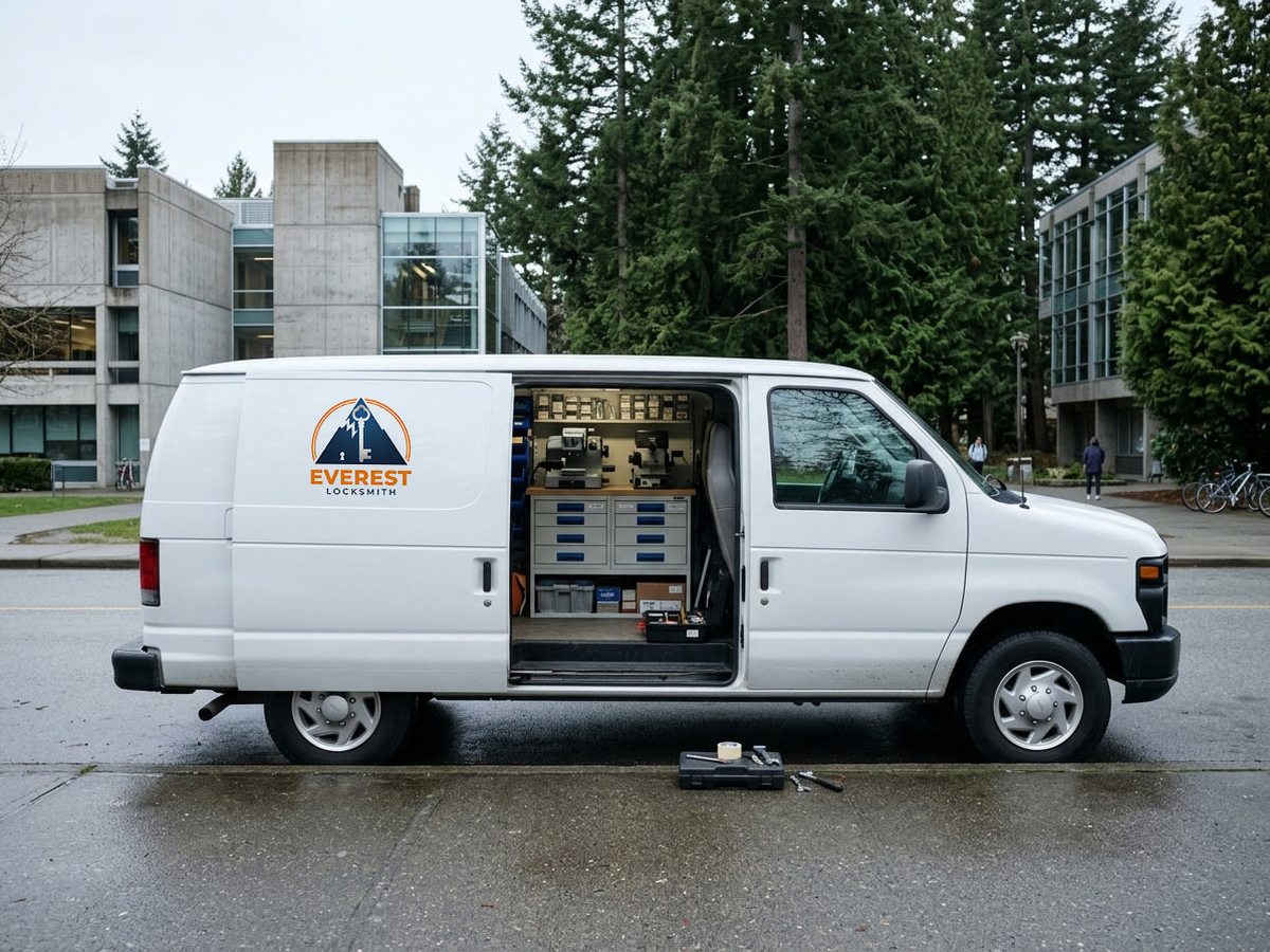 Everest Locksmith mobile service van on a call in UBC and the University Endowment Lands