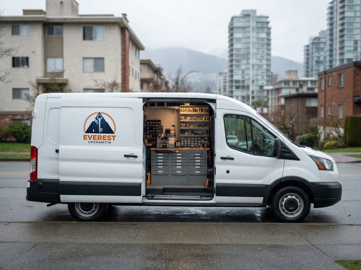 Everest Locksmith mobile service van on a call in Vancouver