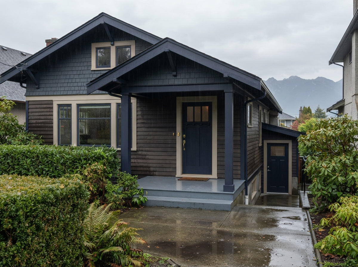 Front door of a character house in East Vancouver with a newly fitted deadbolt